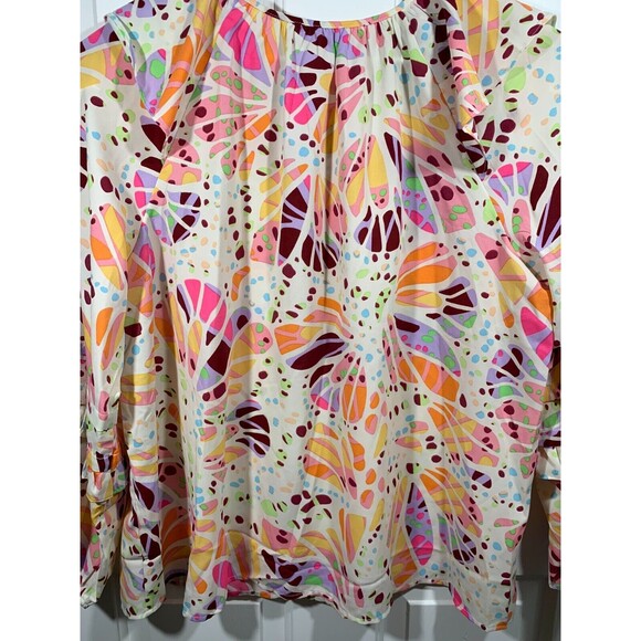 Oddi 1XL Multicolor Colorful Billow Ruffle Long Sleeve Blouse Bohemian Design - Picture 7 of 14